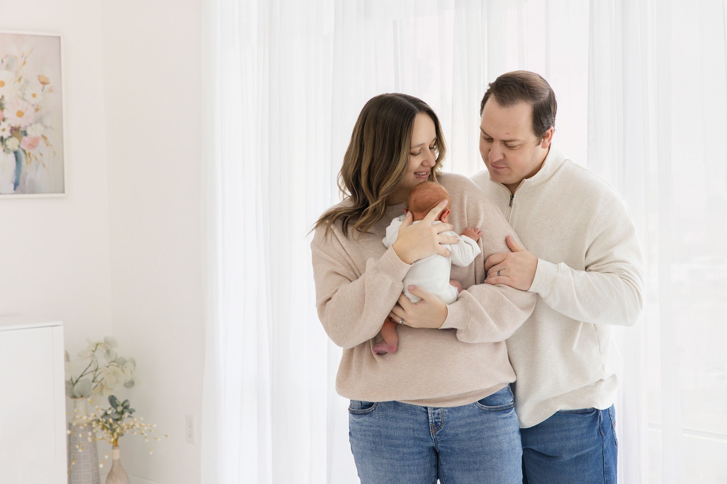 Salt Lake City newborn photographer capturing a peaceful baby-led studio session