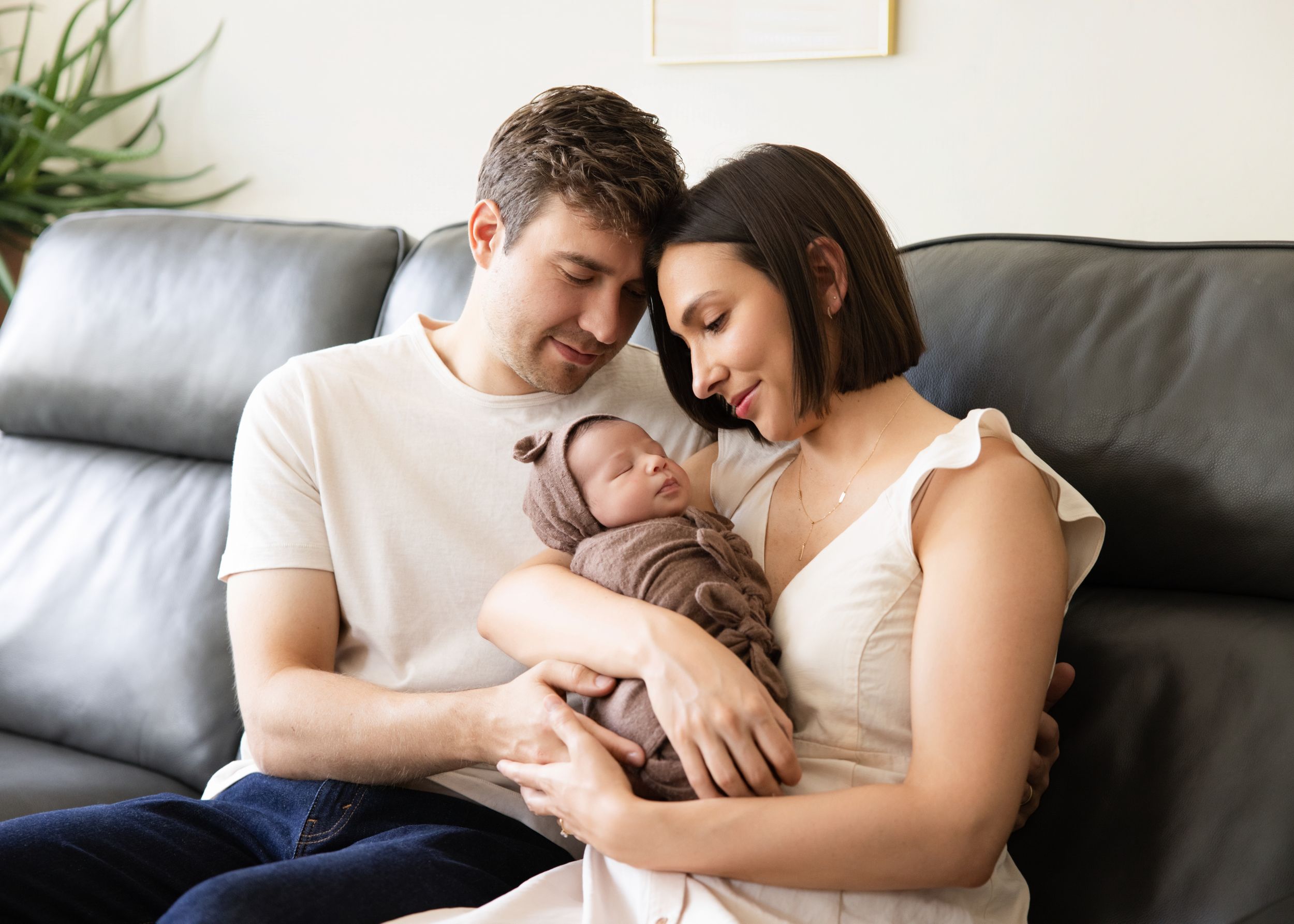 Salt Lake City in-home newborn session with family connection and cuddles