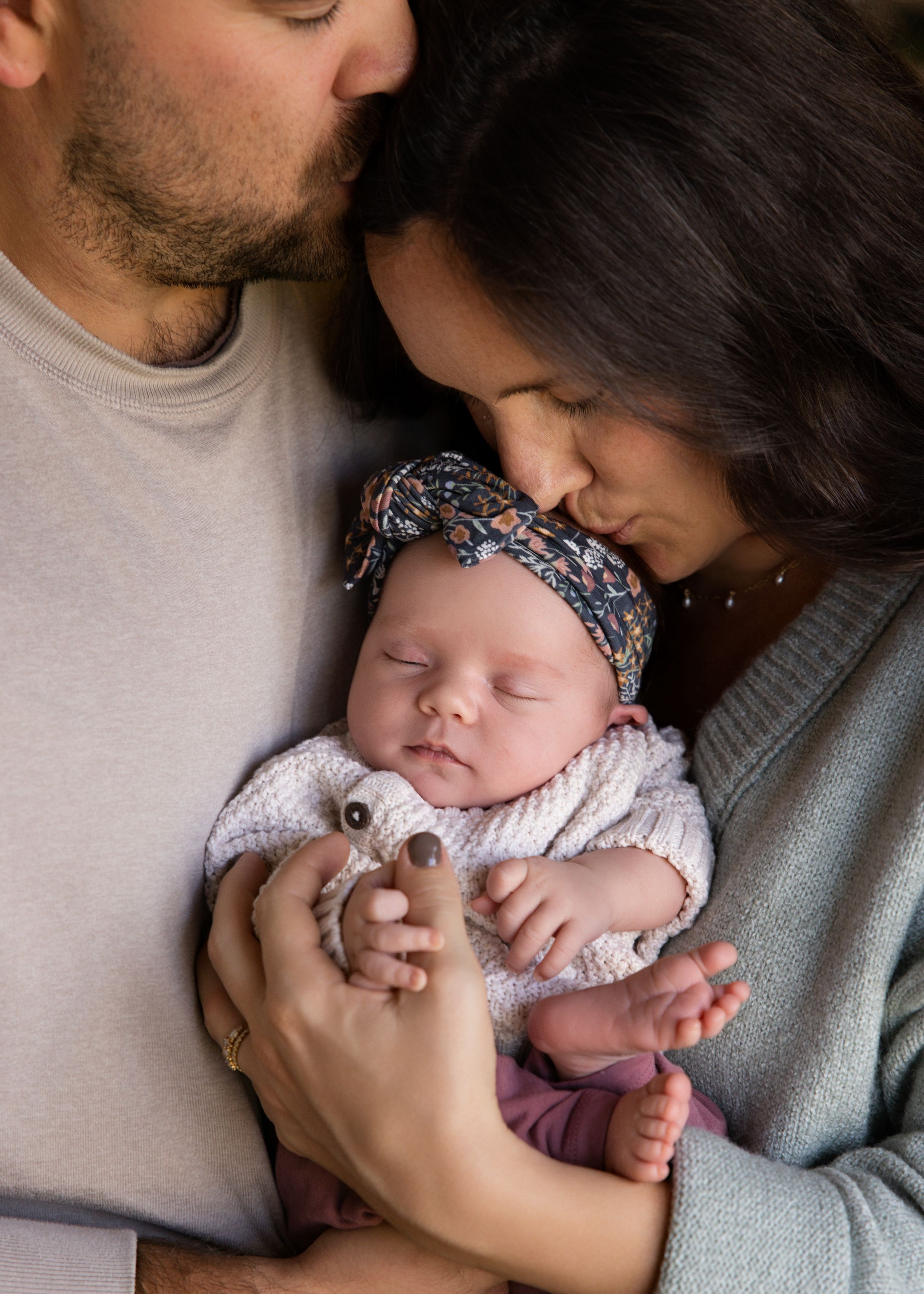 Lifestyle newborn photography session inside a Salt Lake City home