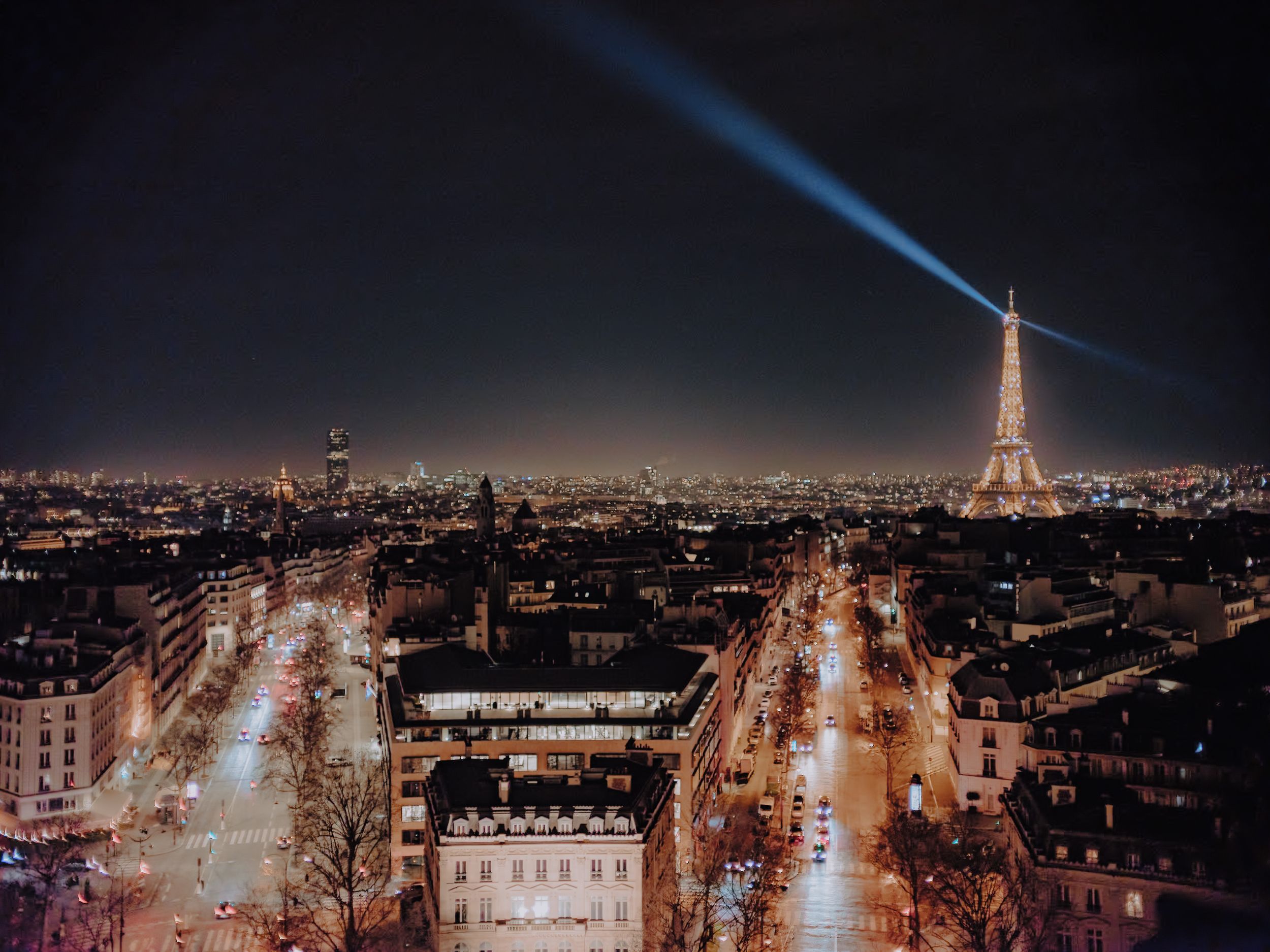 Eiffel tower shining in the night, Paris, France. 2024