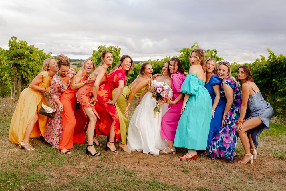 Photo de groupe copines colorées