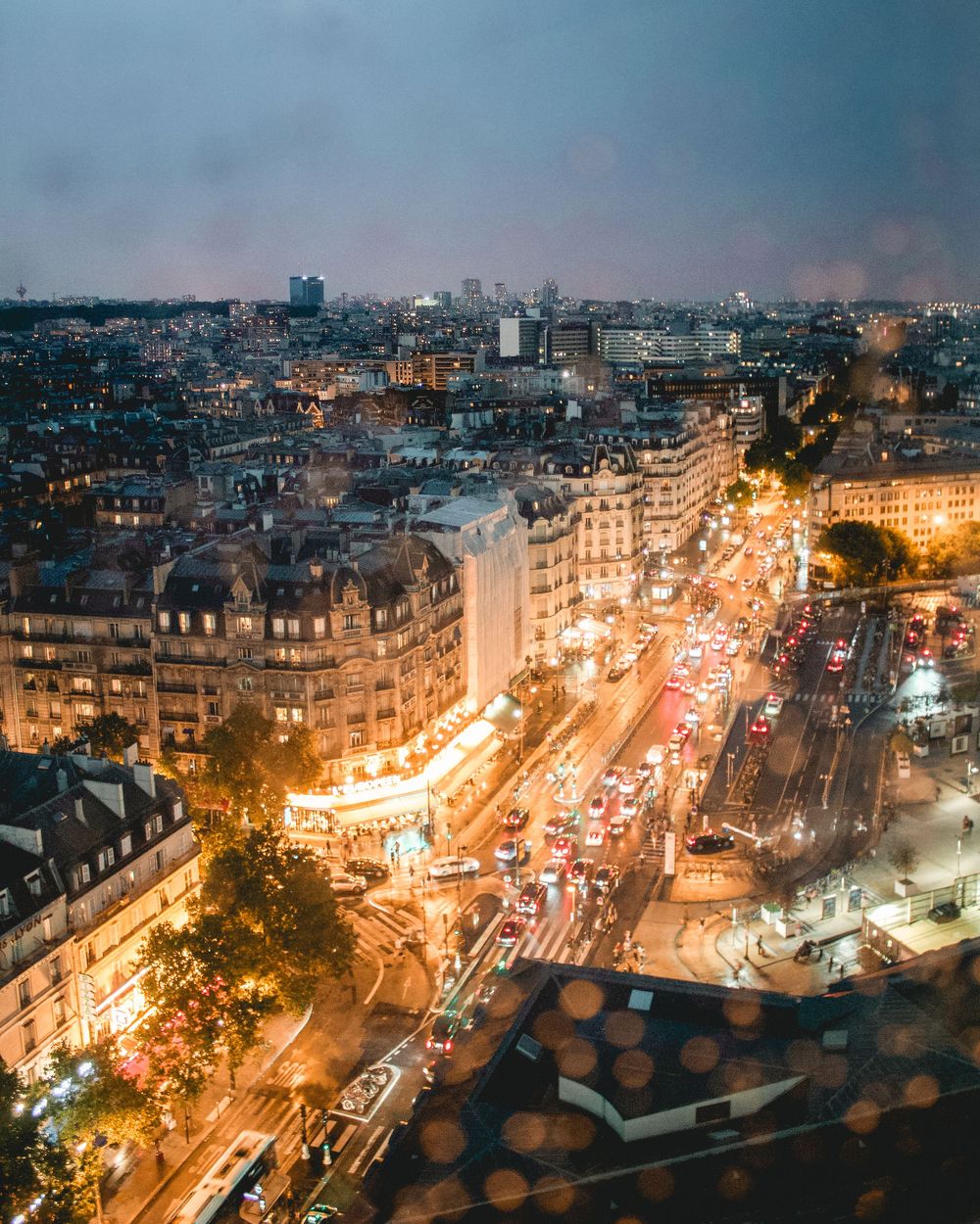 Paris, France at night during a thunderstorm photography