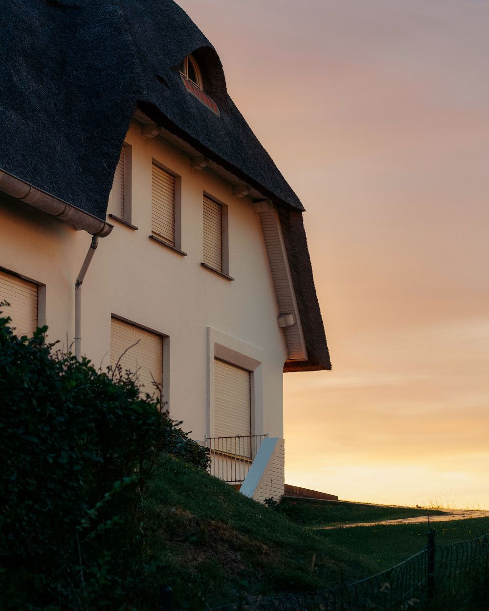 Knokke, Belgium house at sunset photography