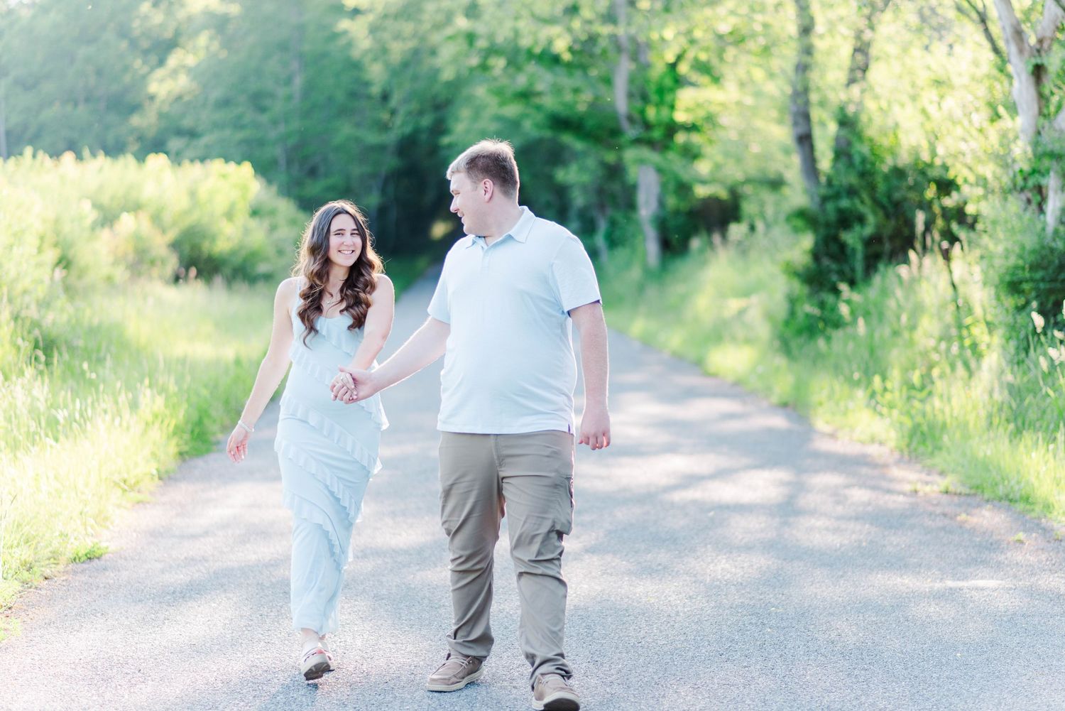 Engagement session at Quemahoning Reservoir in Johnstown Pennsylvania, leading one another
