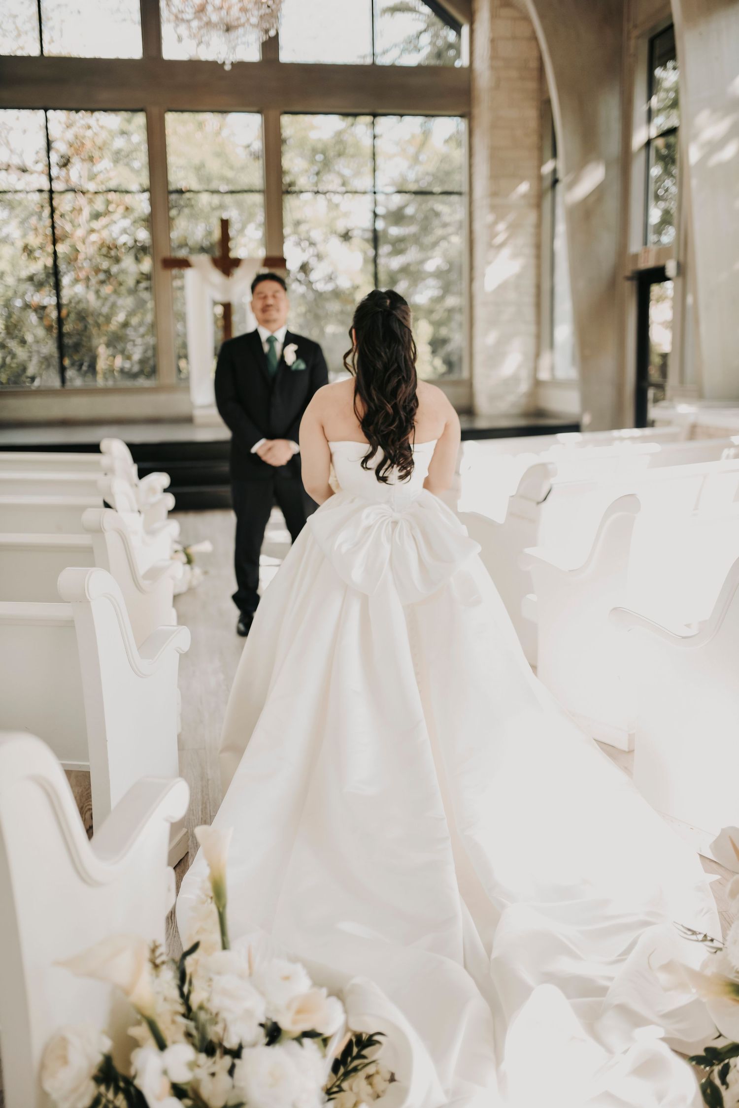 Father seeing his daughter as a bride for the first time