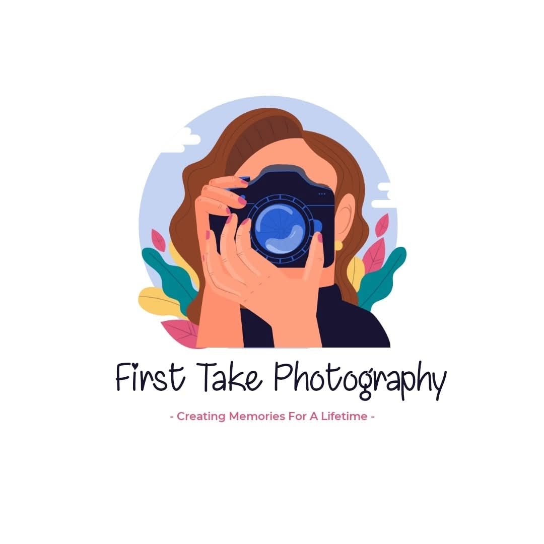 First Take Photography logo featuring illustrated woman with camera and tagline Creating Memories For A Lifetime.