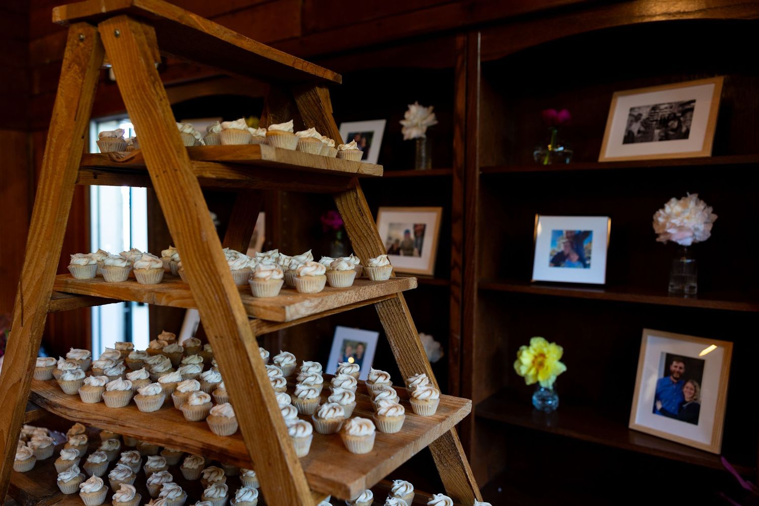 Display shelves filled with blue and white ceramic teapots arranged in rows.