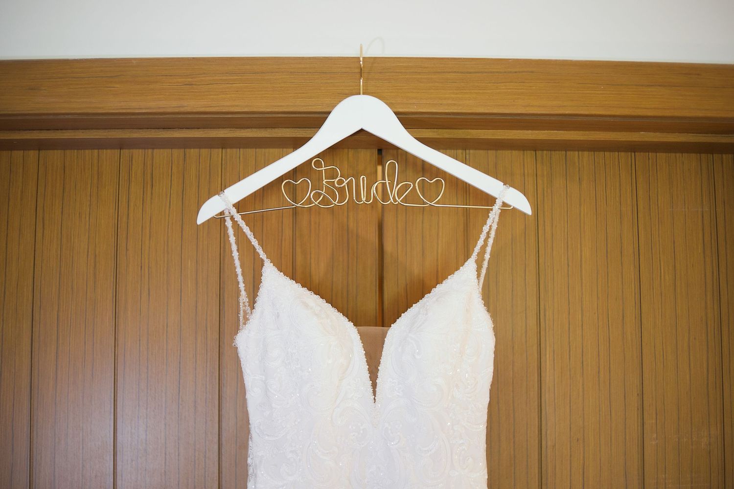 Detail shot of the brides dress.