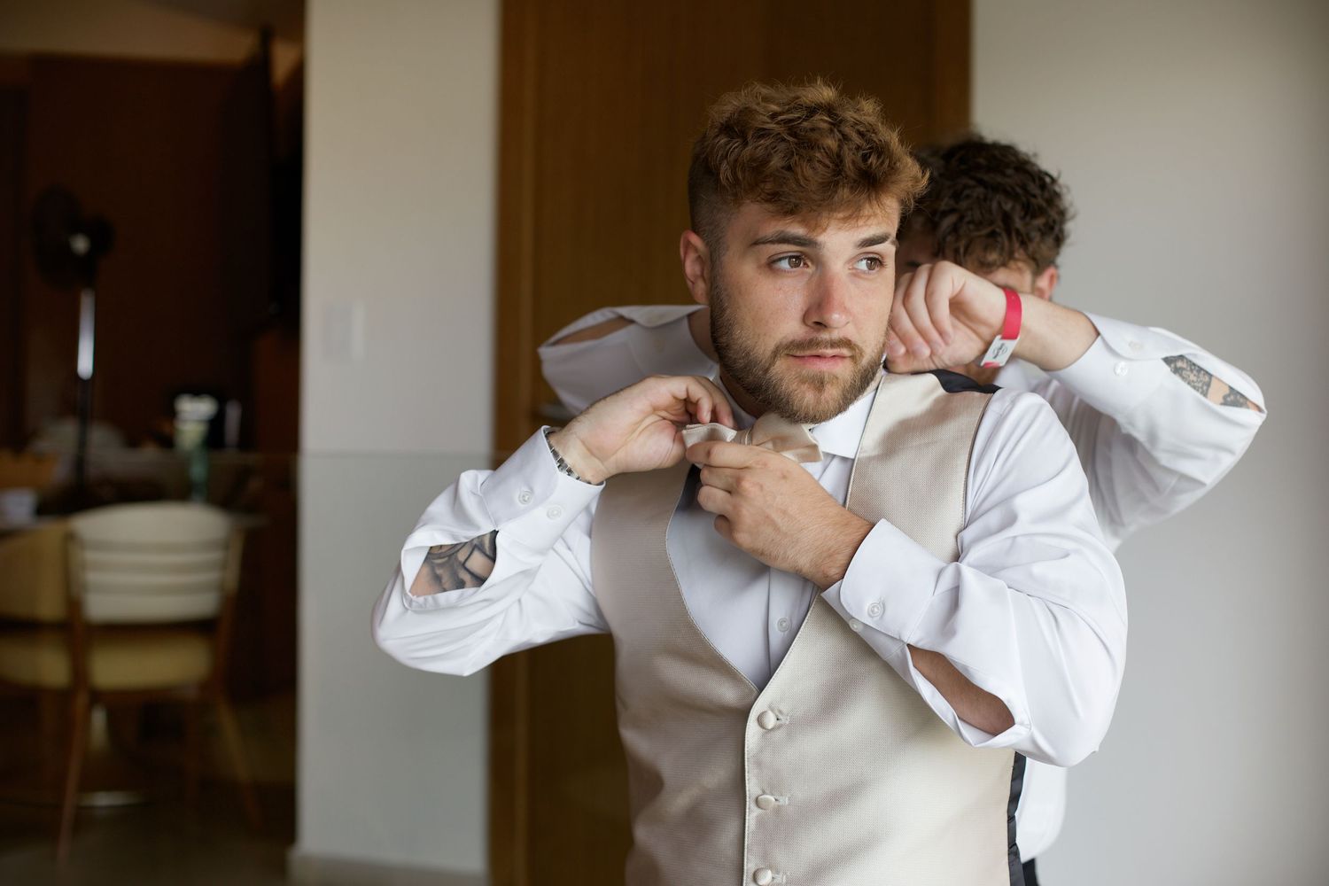 Groom getting ready before the ceremony.