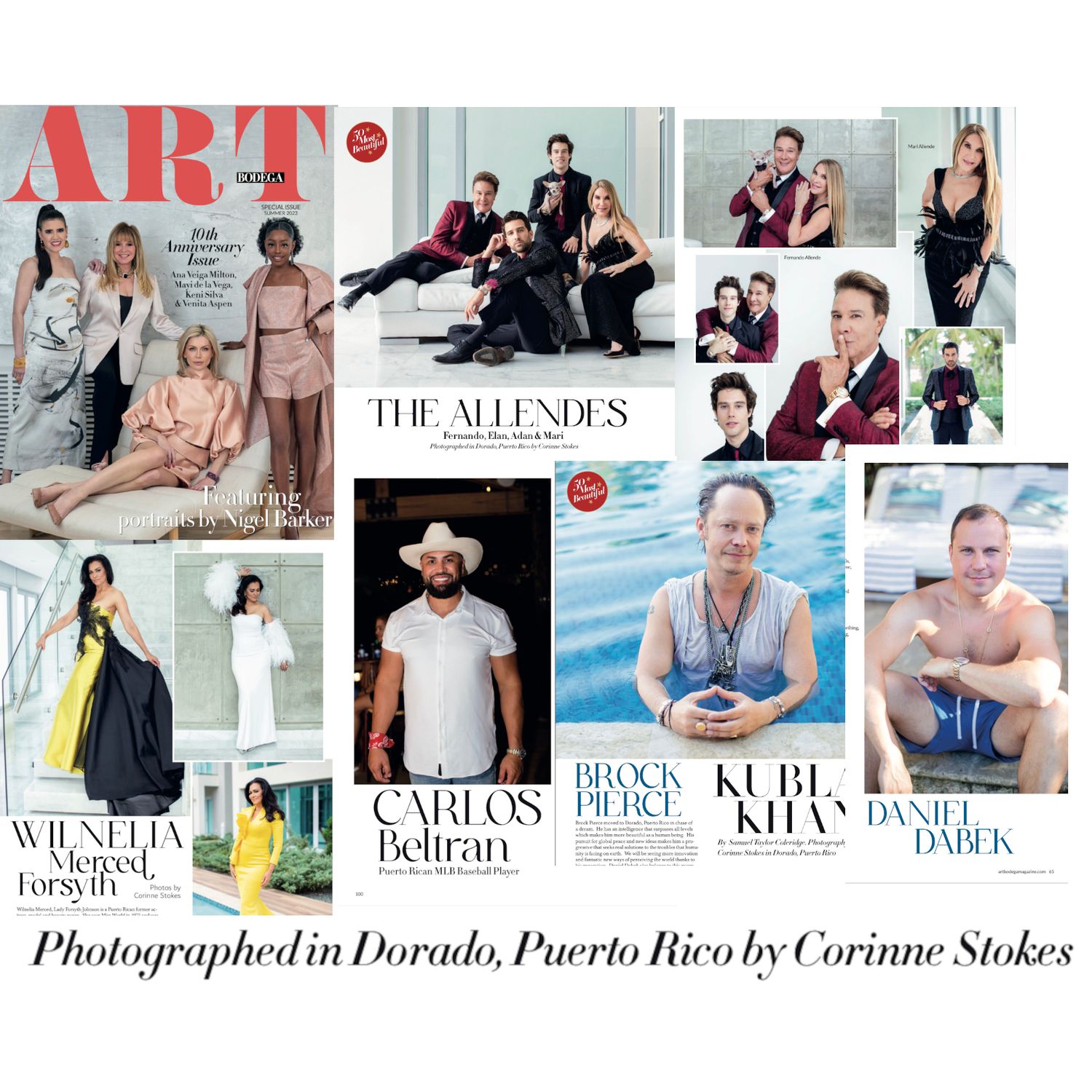 Portrait collage. Photographed for Art Bodega Magazine. Summer 2023. 10th anniversary issue. 50 Most Beautiful in the Arts & Philanthropy.