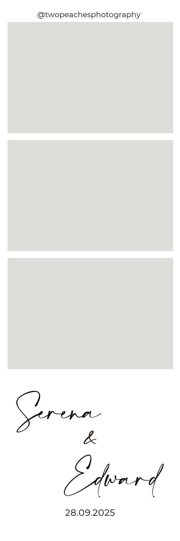 Modern minimal wedding stationery set in gray and white with elegant calligraphy and a future date of 28.09.2025.