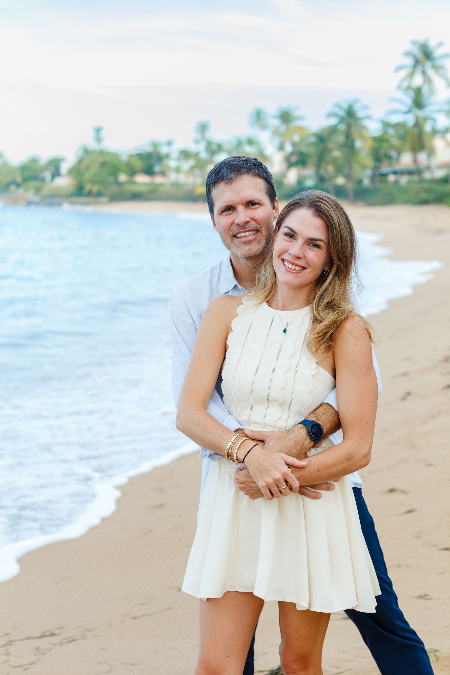 Couples portrait on the beach in Dorado, Puerto Rico.