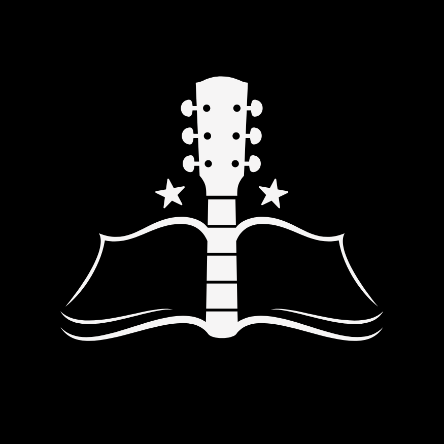 White guitar headstock silhouettes in progressive stages of minimalist design against black backgrounds showing evolution.
