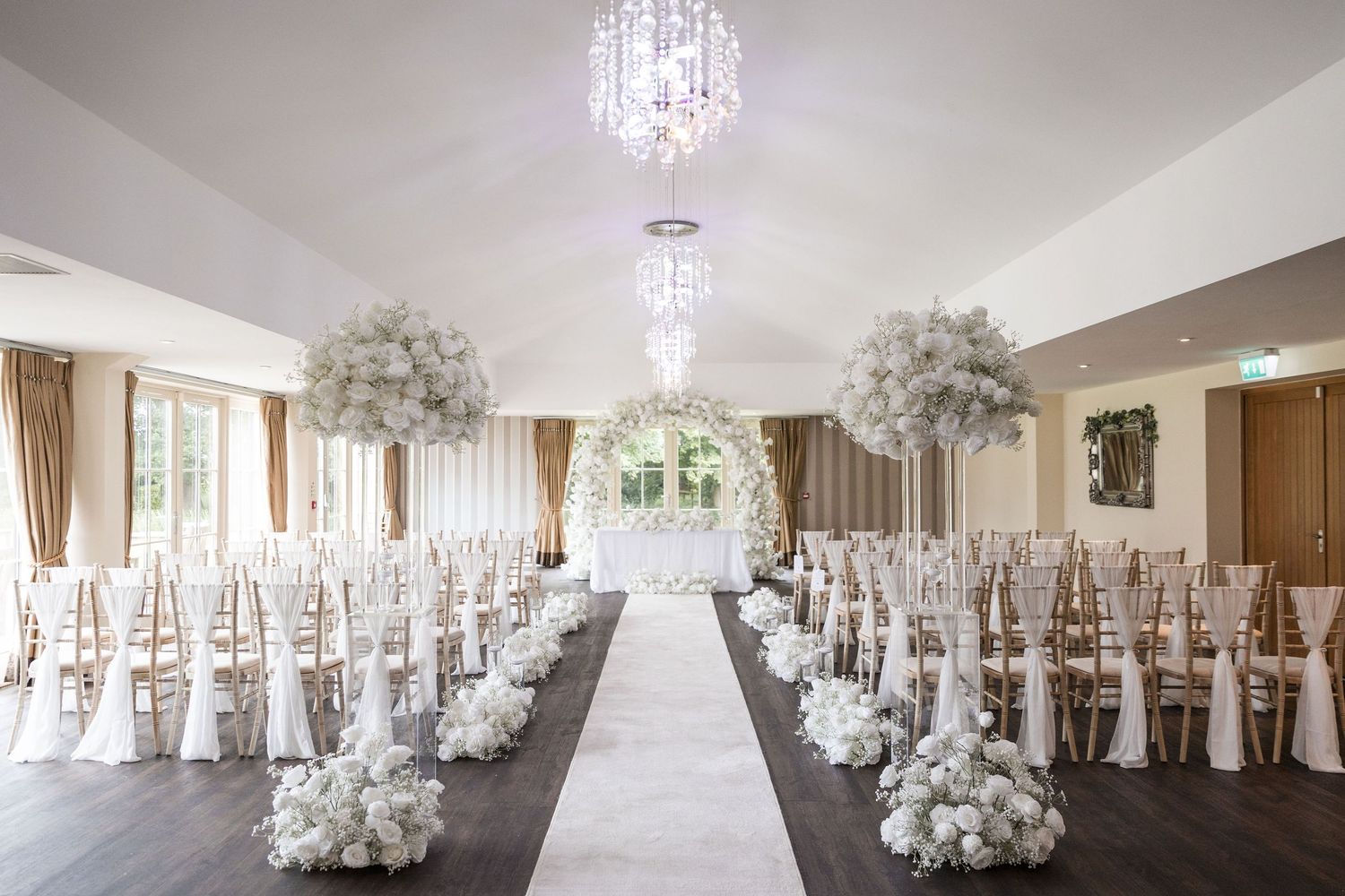 Kelham House Garden Room wedding ceremony setup with chairs and soft natural light