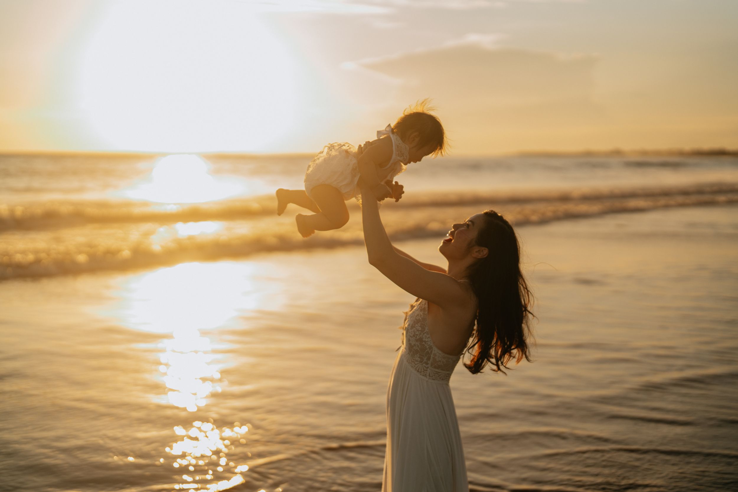 Bali family photography services with sunset