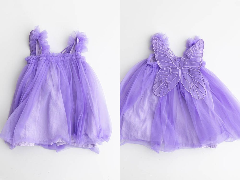 Purple butterfly tulle baby dress from Murrieta photographer's client closet.