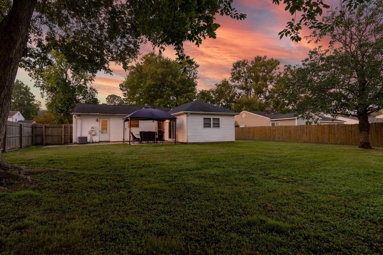 Backyard photographed for Virginia Beach real estate airbnb listing