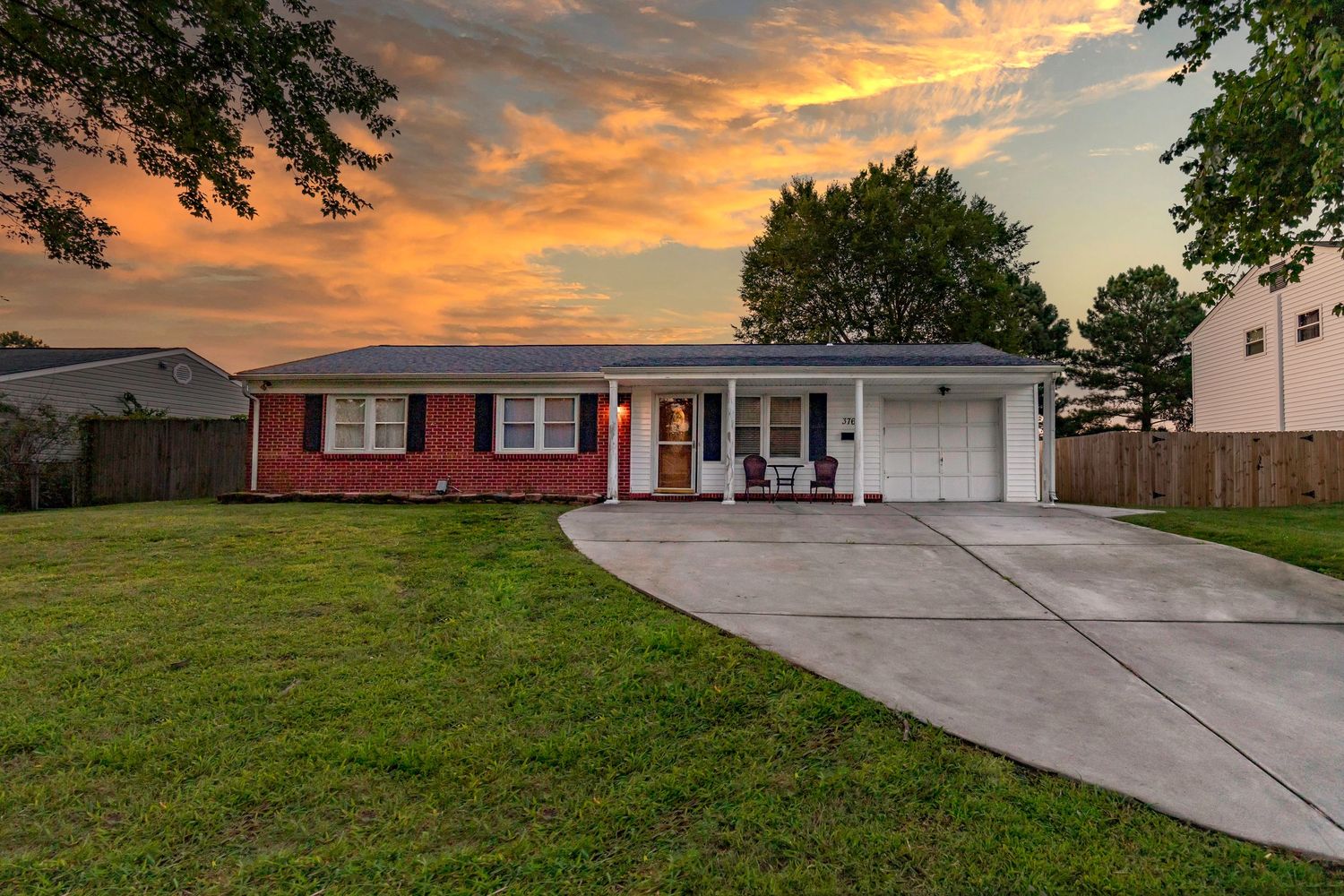 brick home photographed at twilight for Virginia Beach real estate listing