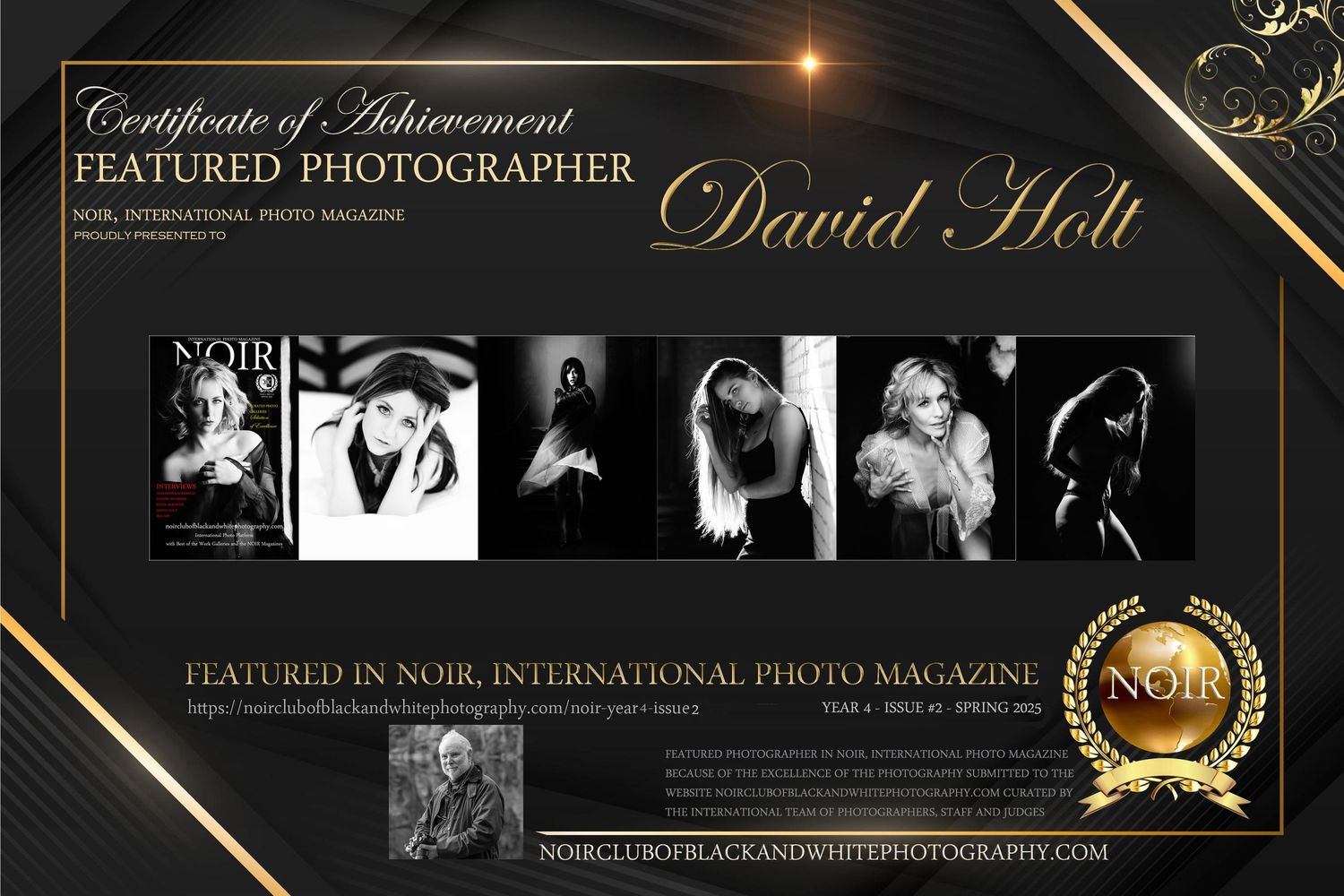 David G Holt Photography - Professional photography portfolio banner featuring gold accents and artistic text layout.
