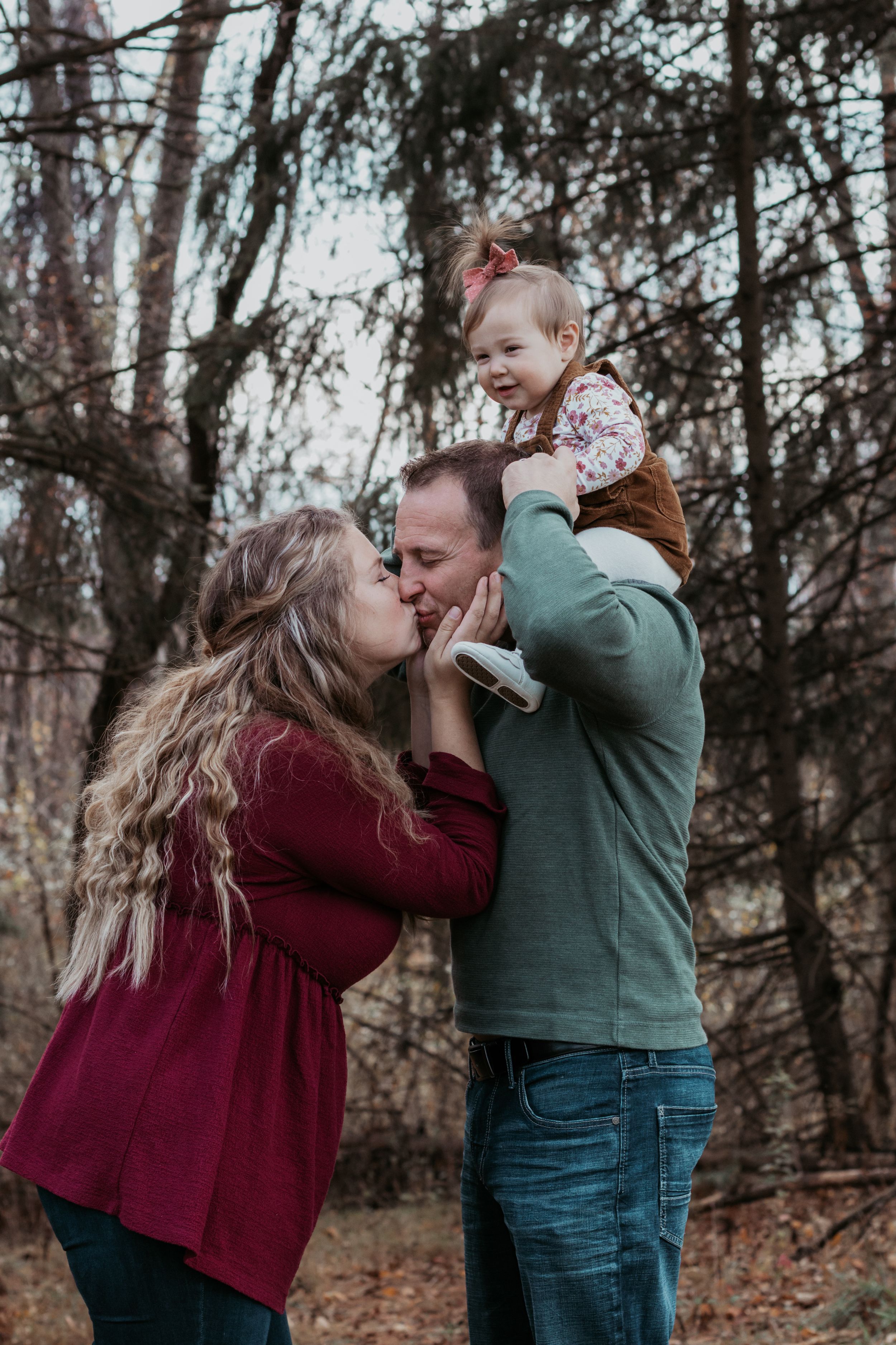 Playful family moments captured in a series of candid outdoor photos.