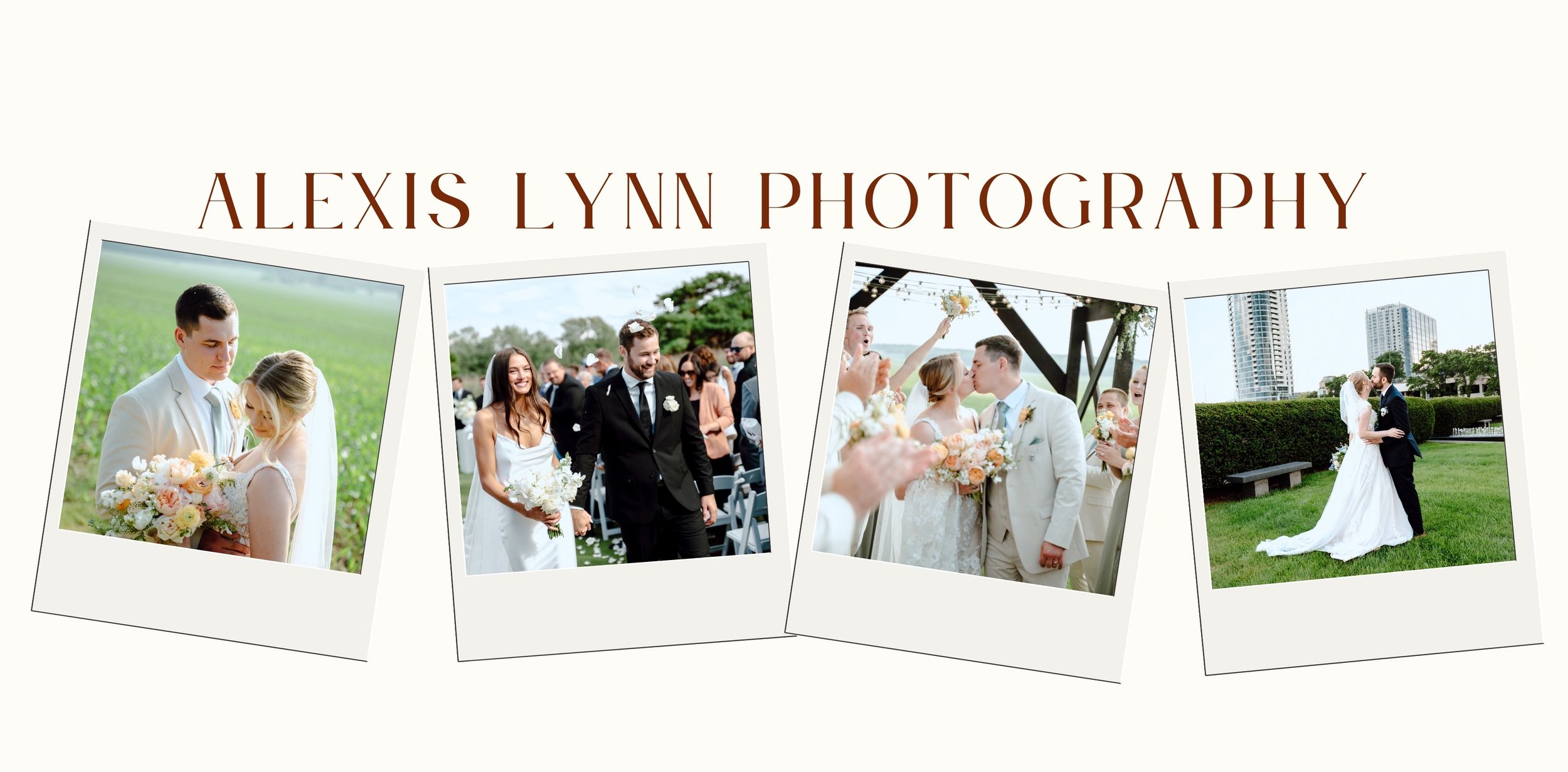 Wedding photography website header banner shows a collage of romantic wedding moments and portraits.