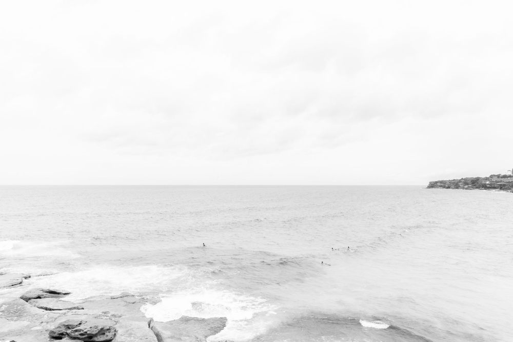 Tamarama black and white seascape