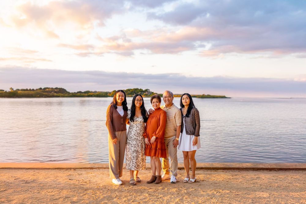 Photoshoot at Washington Oaks Gardens State Park Palm Coast Florida. Sunset on the intercoastal waterway. Family photography at golden hour
