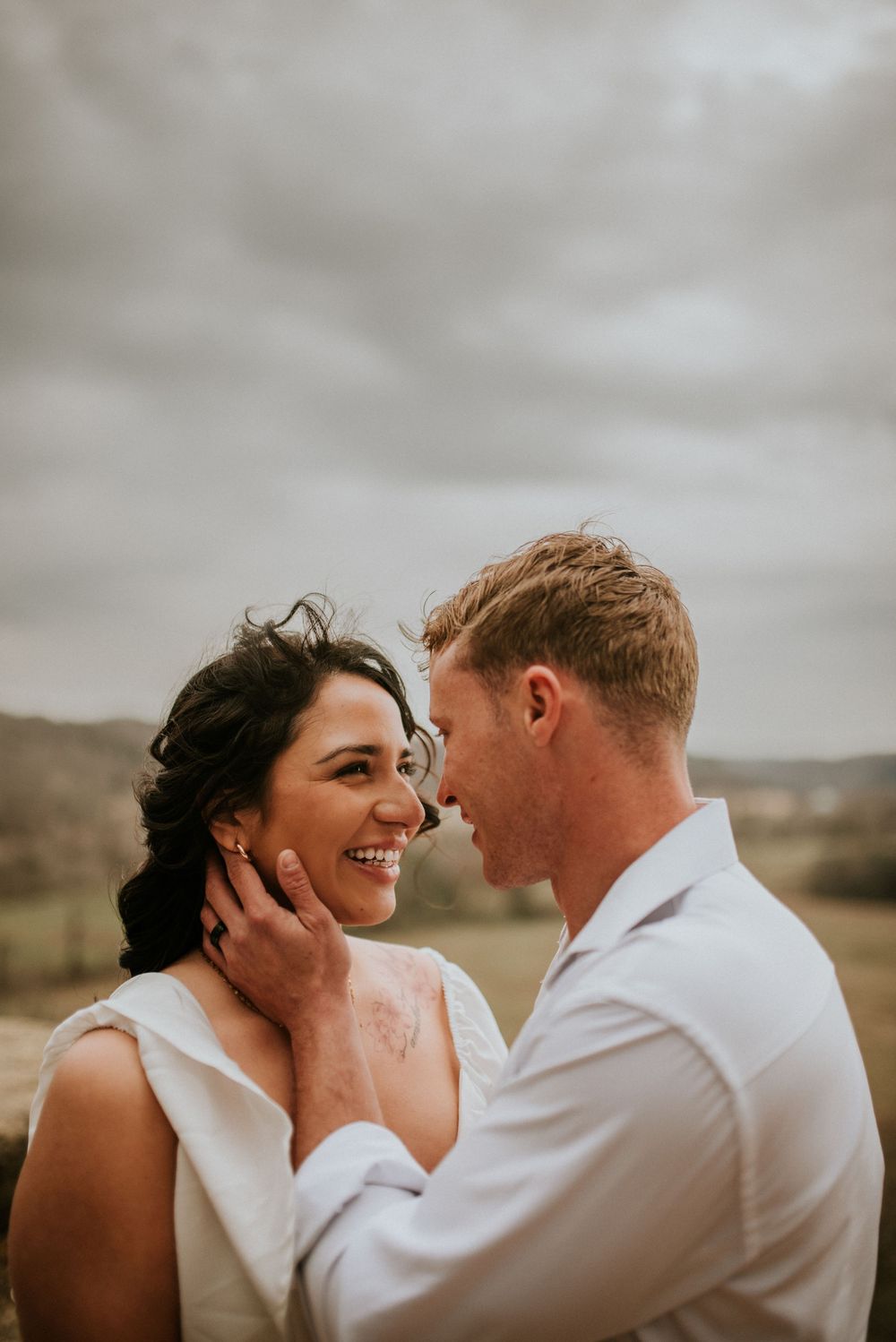 Couple portraits after their elopement ceremony at the top of a hike in Tennessee.
