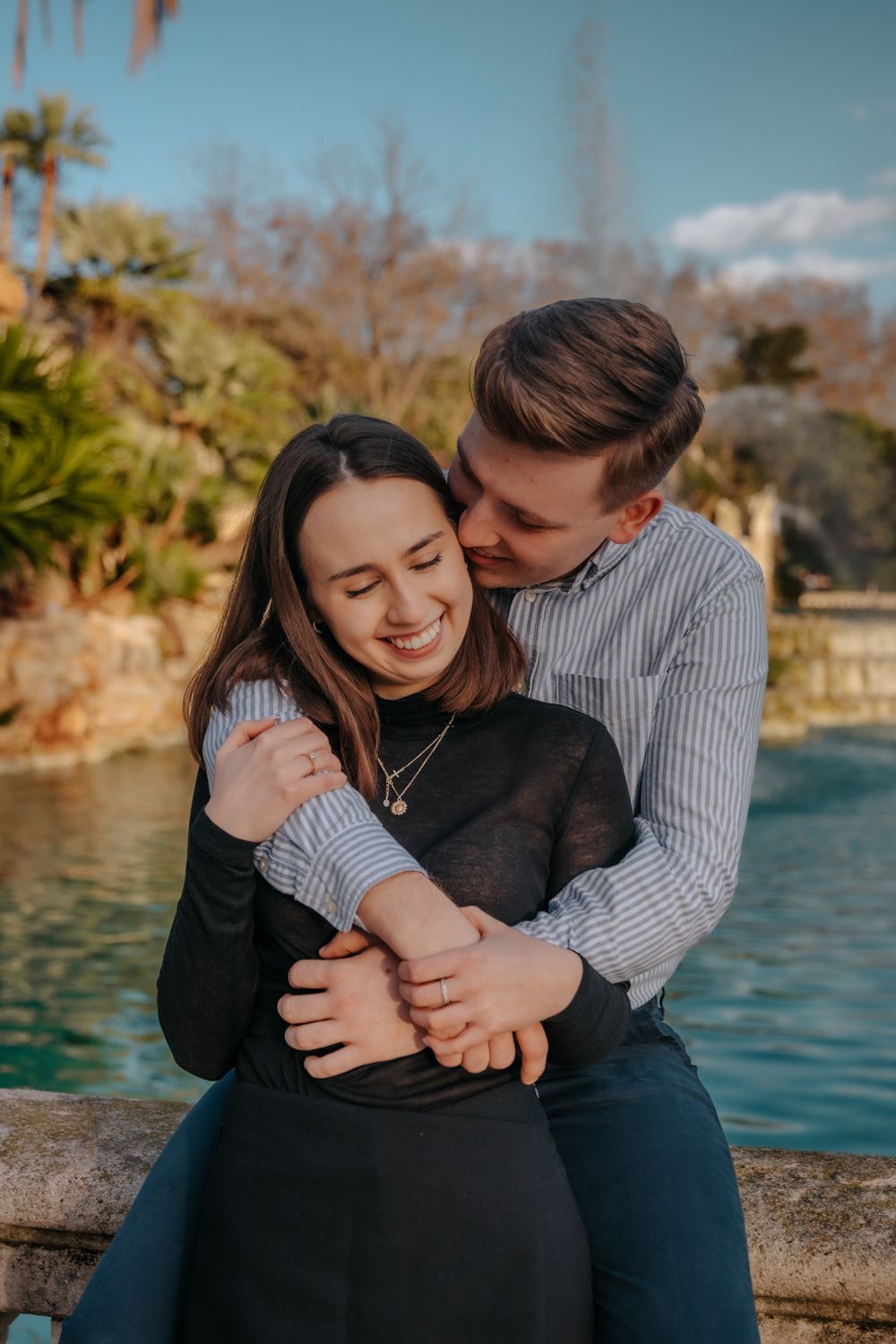 Romantic couple walking Ciutadella paths Barcelona Surprise proposal Barcelona BarcelonaLoversPH