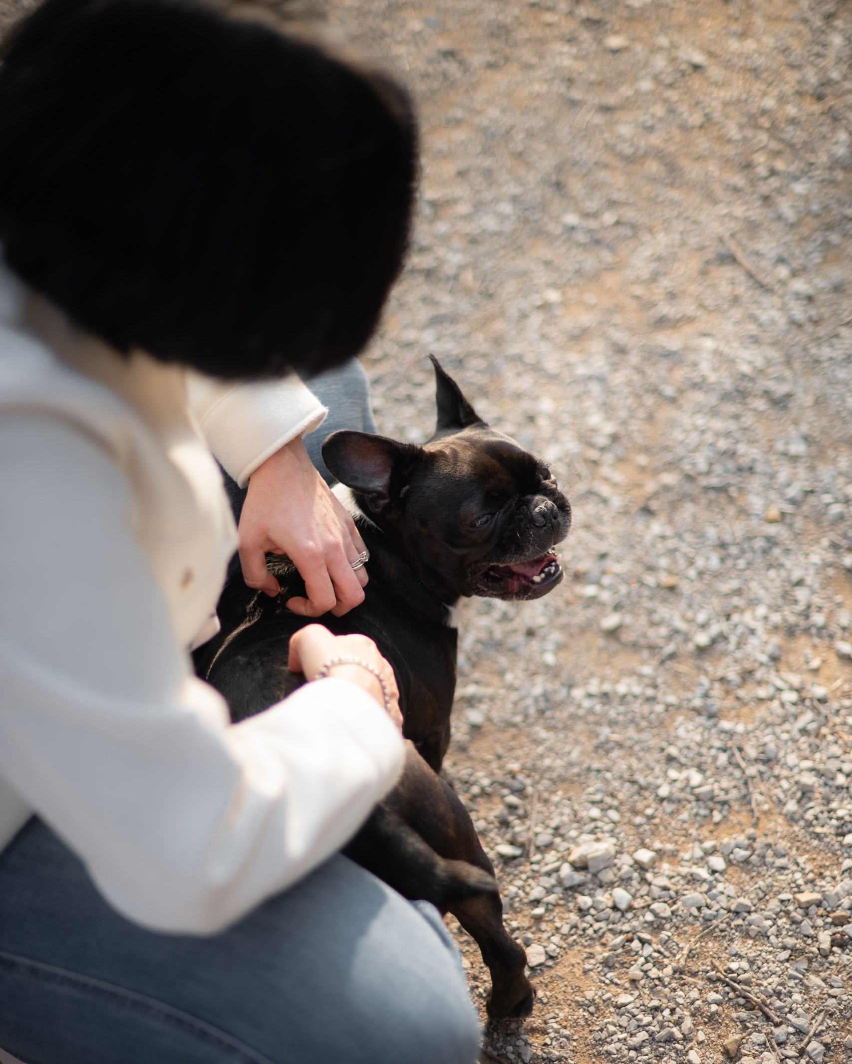 person with their dog during a natural portrait session