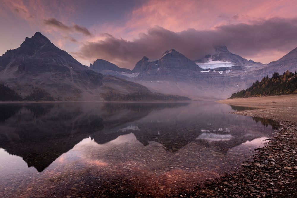 Early morning in Assiniboine national park, Canadian Rocky mountain range