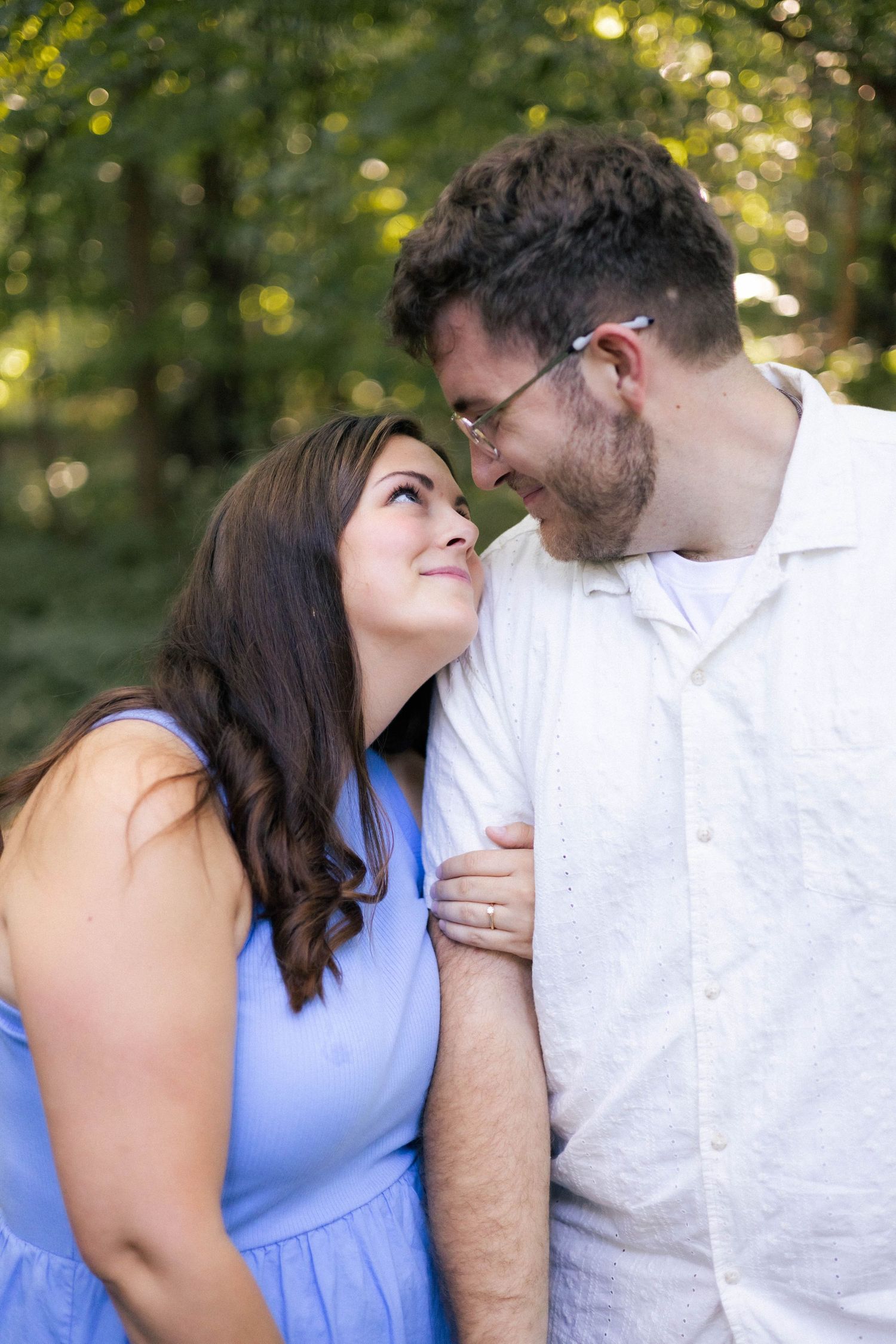 Summer outdoor golden hour engagement photos in Funks Grove, Illinois