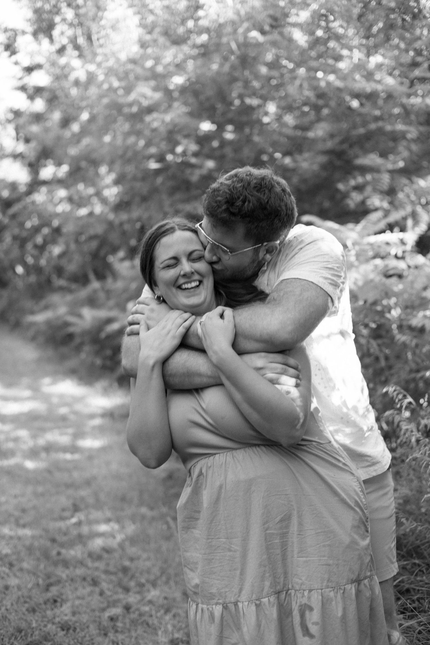 Summer outdoor golden hour engagement photos in Funks Grove, Illinois