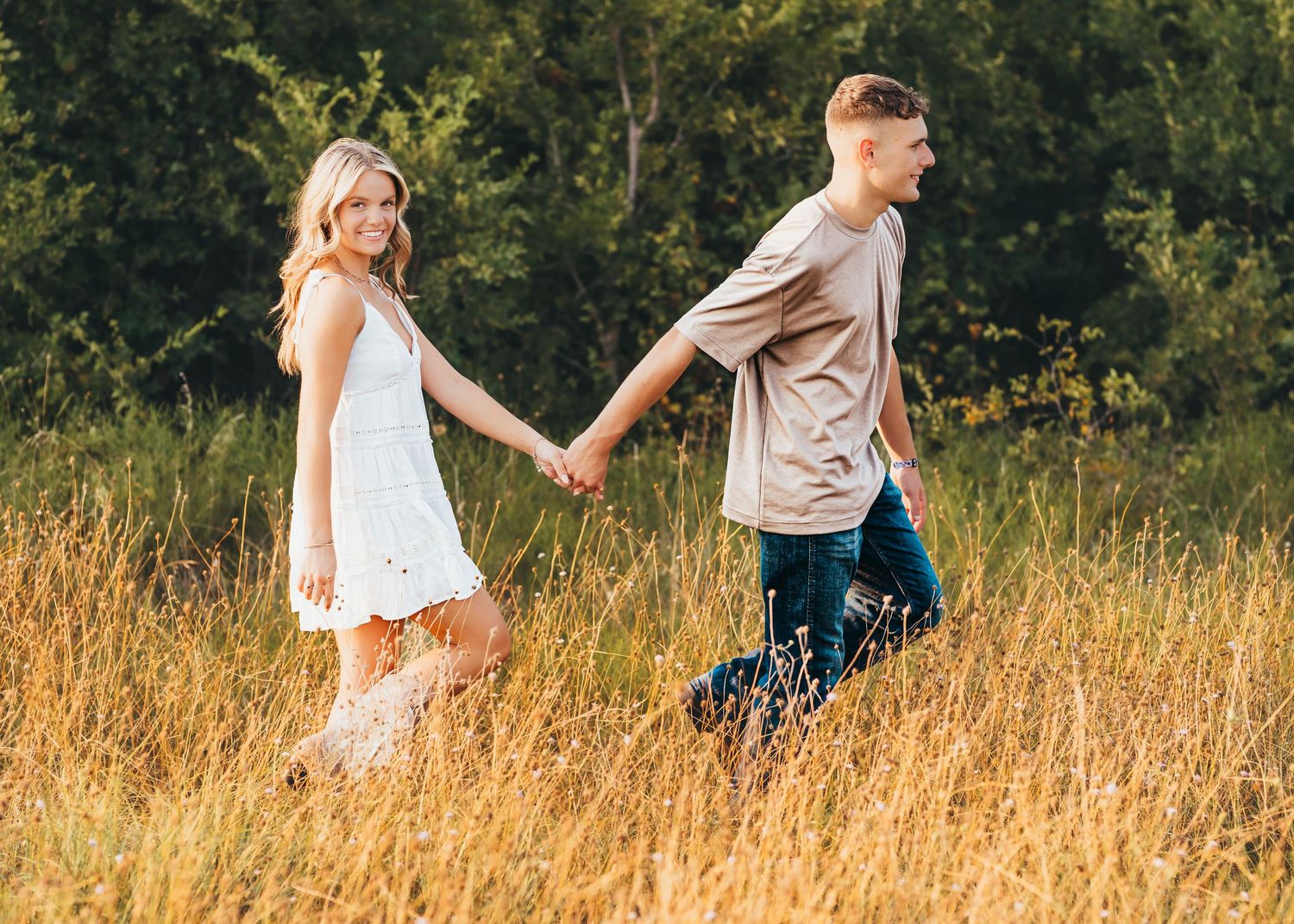 couples photography in a field in Mckinney Texas