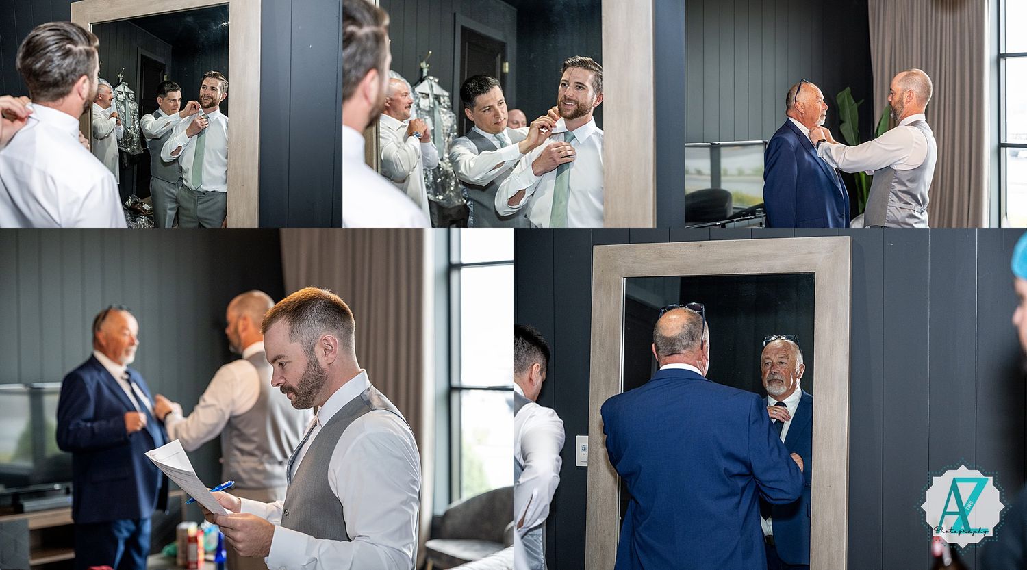 Business professionals engage in networking conversations at a corporate event while standing in a modern office setting.