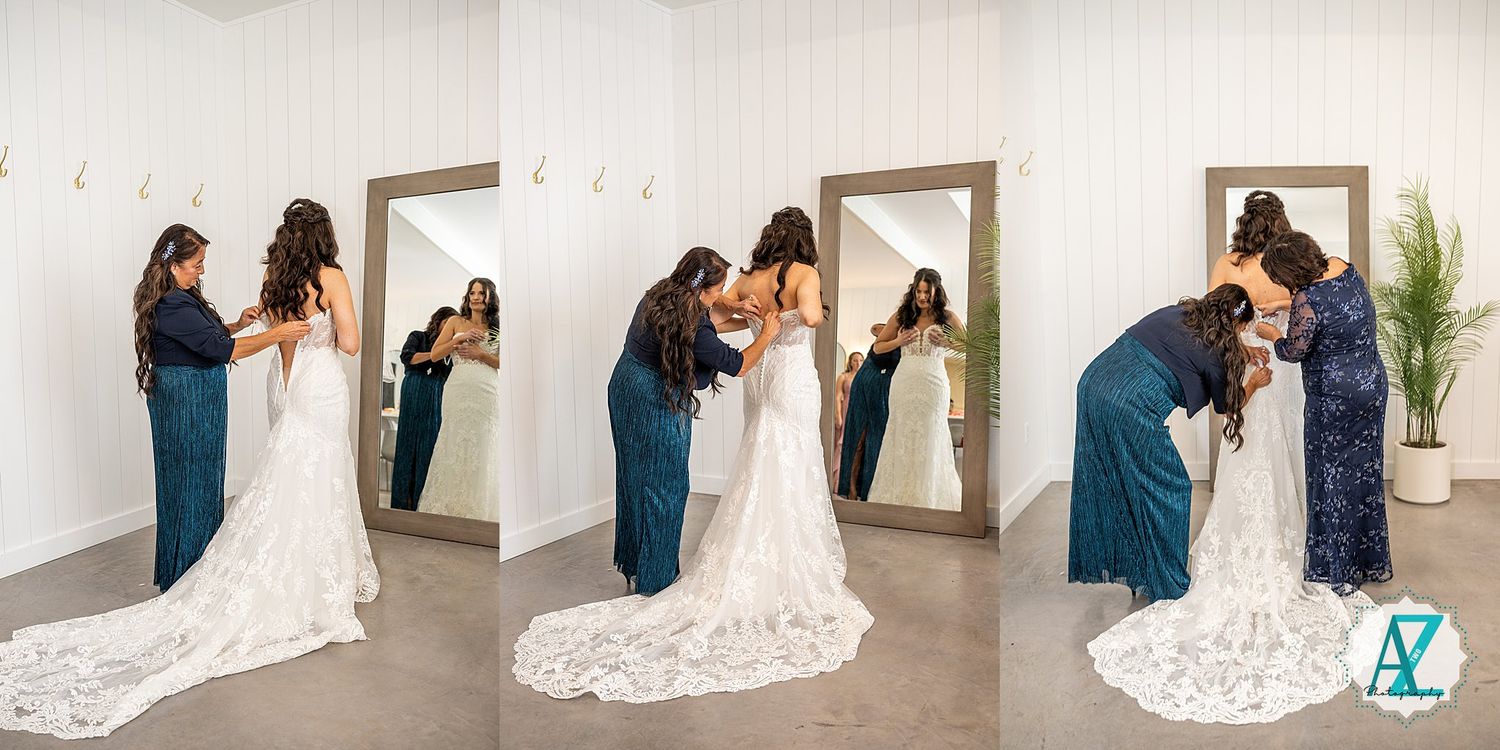 A romantic wedding sequence shows a couple interacting in an elegant studio setting as they pose in formal attire.