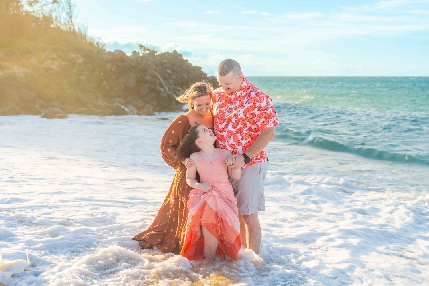 Maui Family photographer photo against beautiful Maui sunset beach t by ohwowfotos.