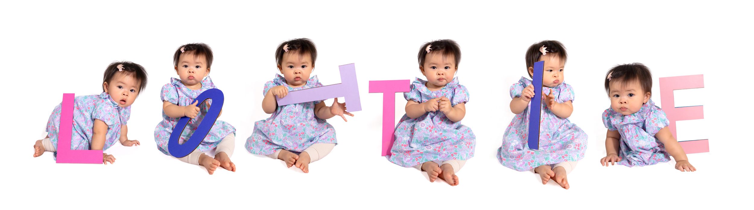 Our iconic "name" photo makes for great nursery decor! Personalized and fun, I make each letter in a color theme of your choice!