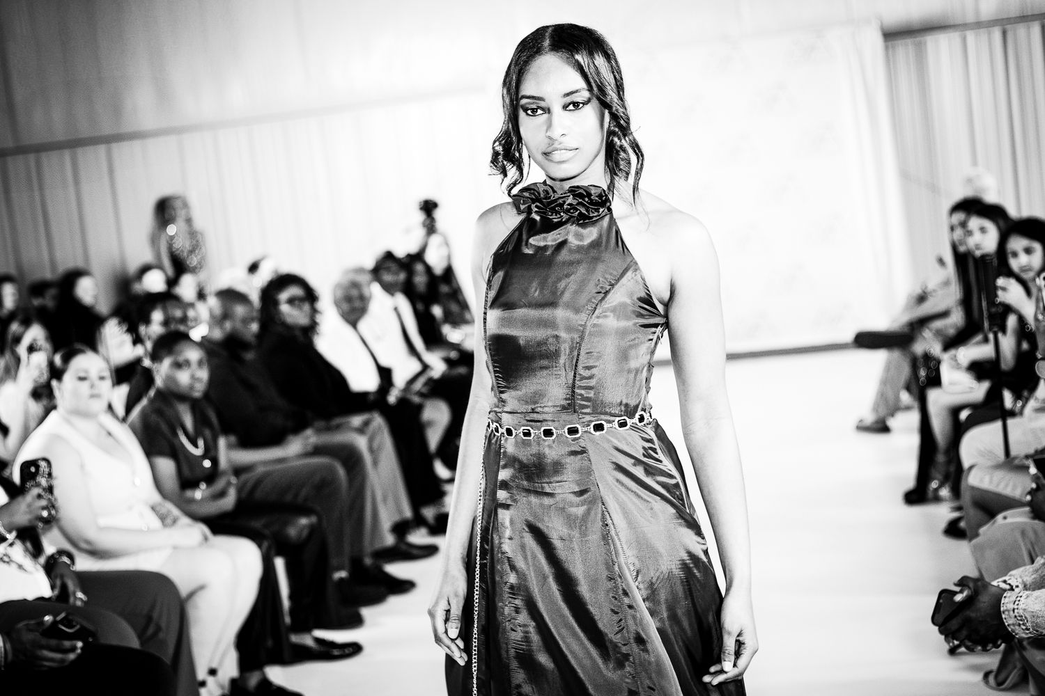 Beautiful female fashion model in runway show fashion photographer near me