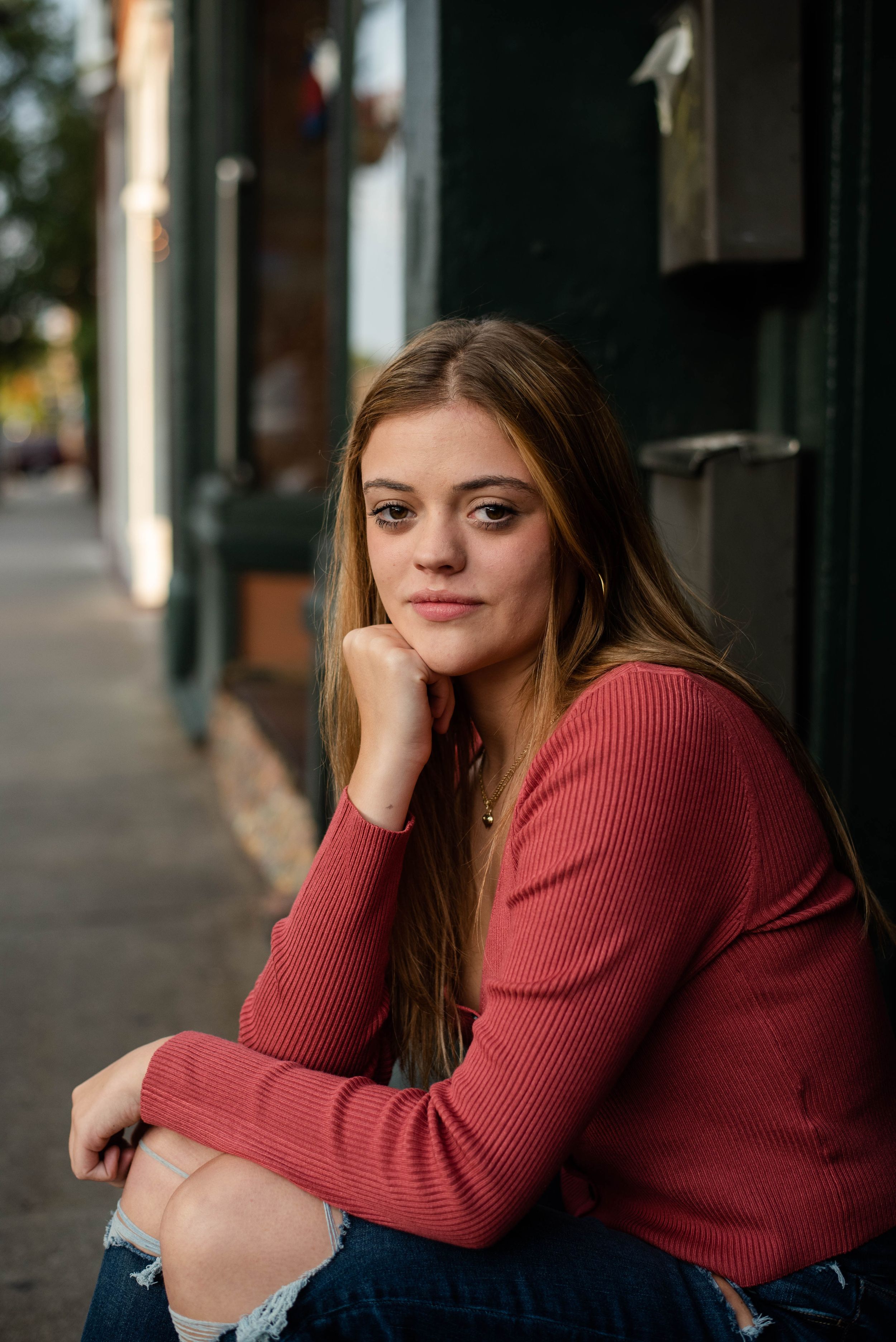 Rochester NY senior poses for portraits