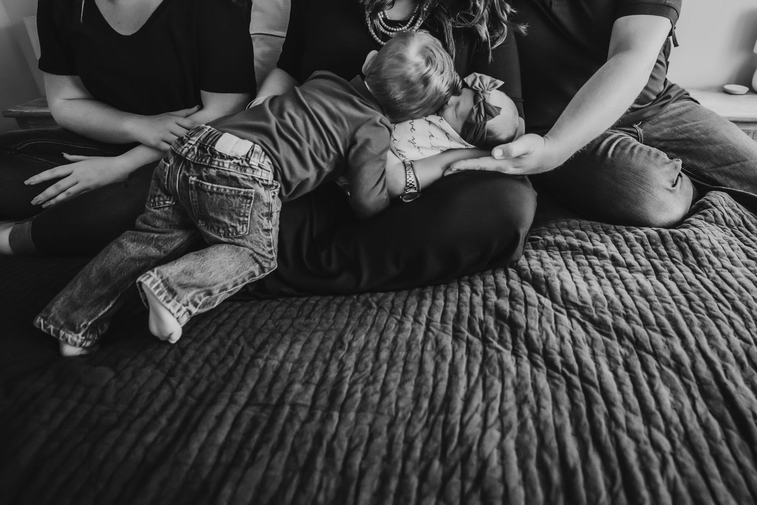 Little boy hugs newborn little sister in Dickson, TN