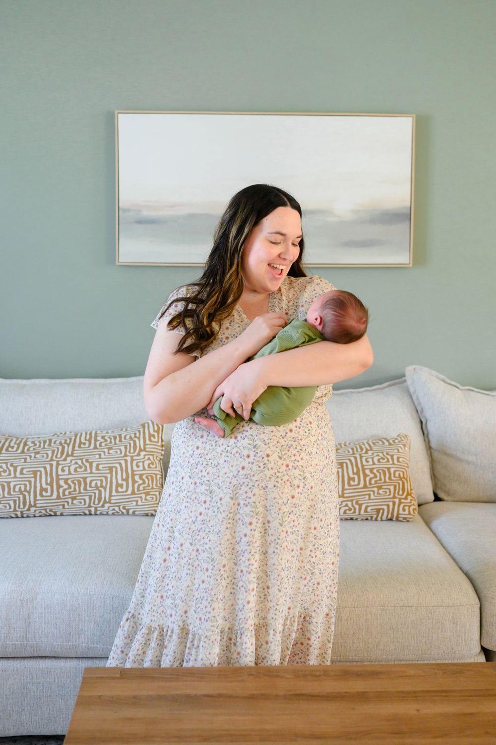In-home newborn photography in Bedford, VA capturing authentic family moments in a relaxed environment.