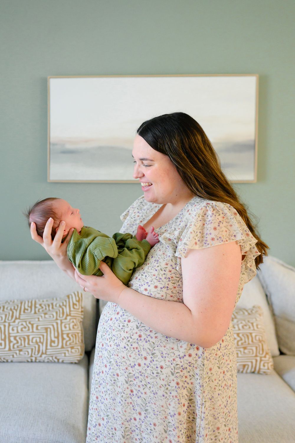 In-home newborn photography in Bedford, VA capturing authentic family moments in a relaxed environment.