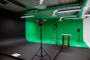 Professional green screen studio and photography setup at Emeris Sandton Campus.