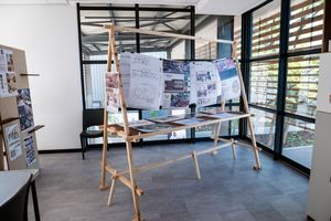 Creative display and presentation area inside the modern Emeris Sandton Campus.