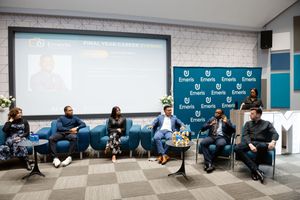 Panel discussion with speakers and attendees at the Emeris Sandton Campus Career Evening.