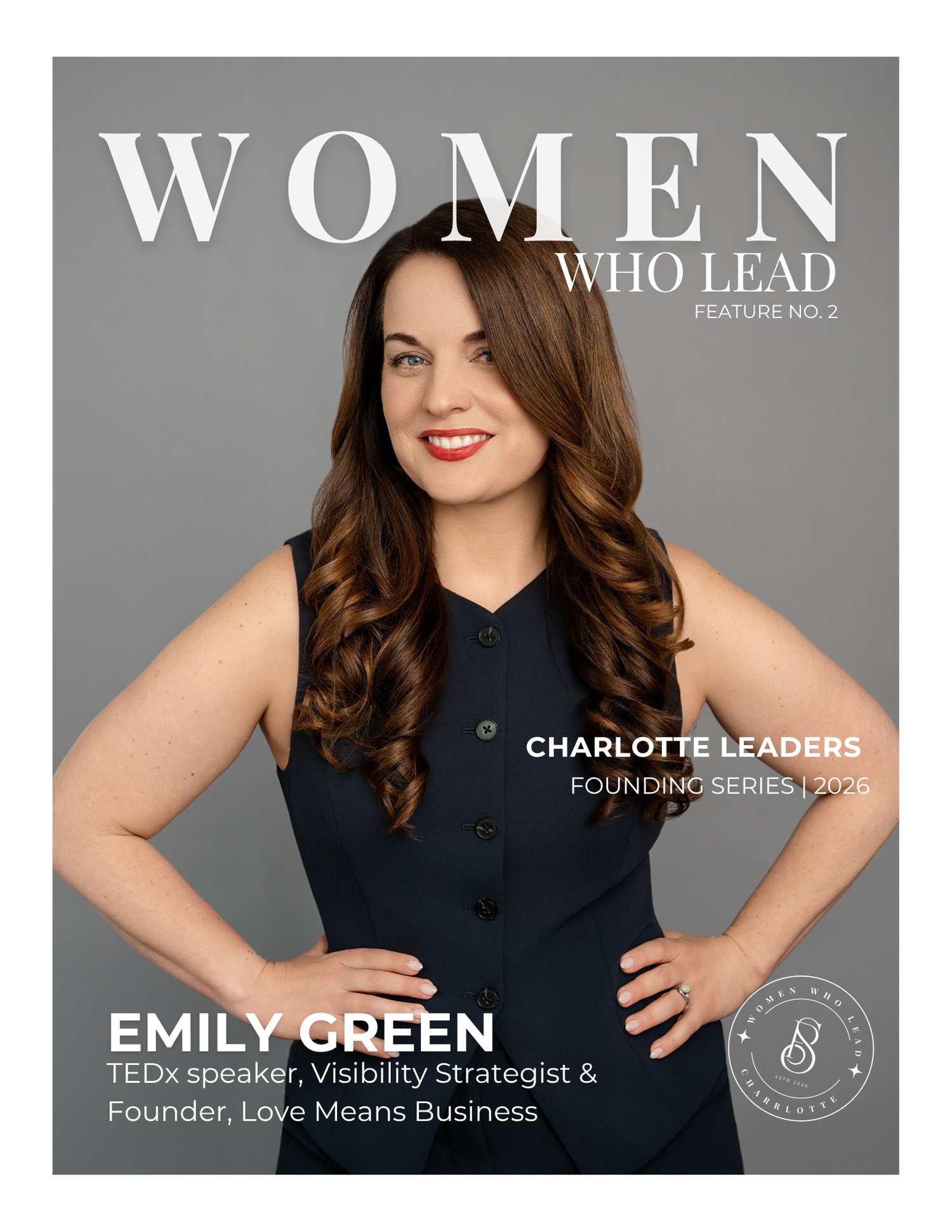 Emily Green, TEDx speaker and founder of Love Means Business, on the cover of Women Who Lead magazine.