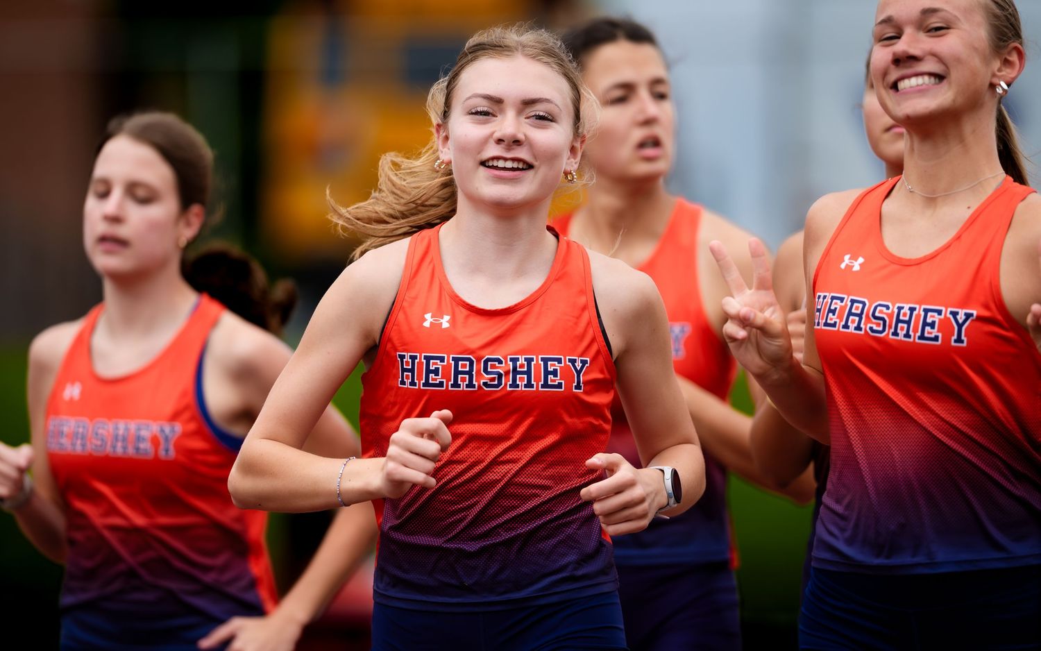 Hershey Trojans distance runners racing as a pack vs. Cedar Cliff, by Deanna Fox, SportsFox Photography, Hershey PA