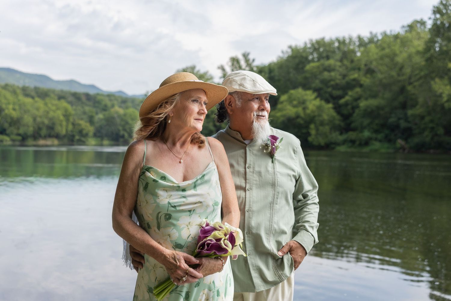 Karen and George standing beside the river at River Dell Bed & Breakfast in Luray, Virginia