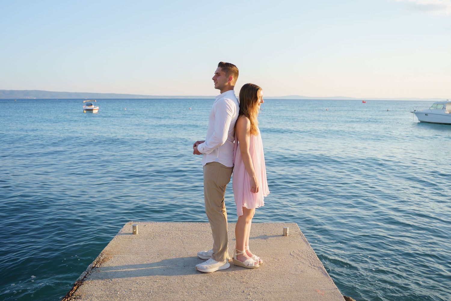 Surprise Proposal at pier at Podstrana Beach SPLIT